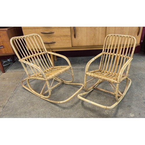 59 - A pair of Italian childs bamboo rocking chairs