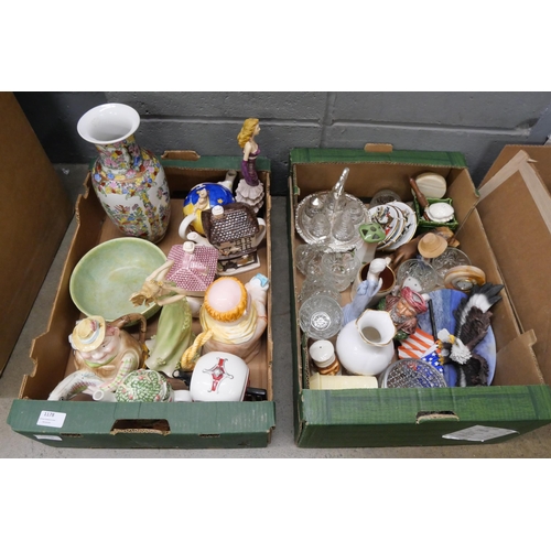 1178 - A collection of china including figures, tea pots, plates, a clock, etc. **PLEASE NOTE THIS LOT IS N... 