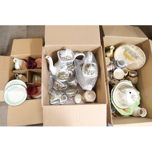 1182 - Three boxes of decorative china, etc., including Derby posies, Wedgwood **PLEASE NOTE THIS LOT IS NO... 