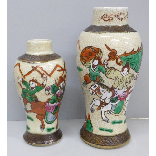 626 - Two early 20th century Chinese crackle glaze vases, 22cm & 17cm