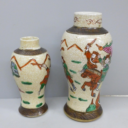 626 - Two early 20th century Chinese crackle glaze vases, 22cm & 17cm