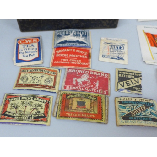 638 - Kensitas silks, Flags of the British Empire and National Flags and a tin of matchbox tops