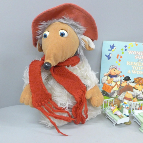 640 - A Britains hospital set, a soft toy Womble and a Wombling 45rpm record