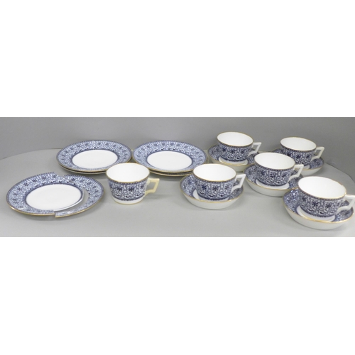 642 - A Minton tea set - four side plates, five saucers and six cups (two a/f), and one a/f side plate