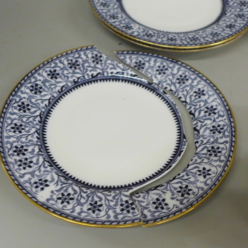 642 - A Minton tea set - four side plates, five saucers and six cups (two a/f), and one a/f side plate