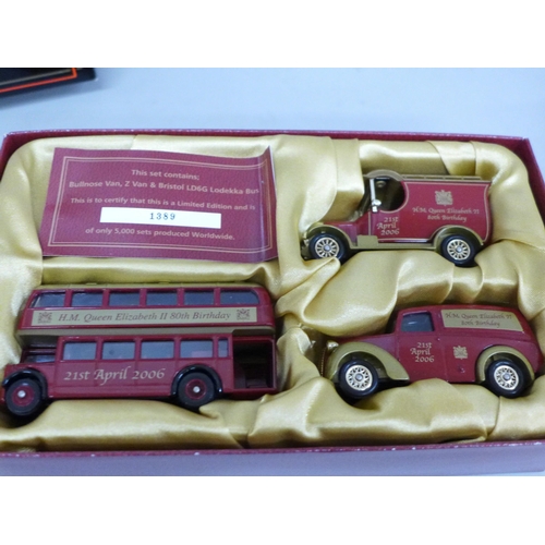 646 - An EFE Barton two bus set and a Days Gone HM Queen Elizabeth II 80th Birthday vehicle set