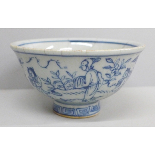 648 - A blue and white bowl, 12cm