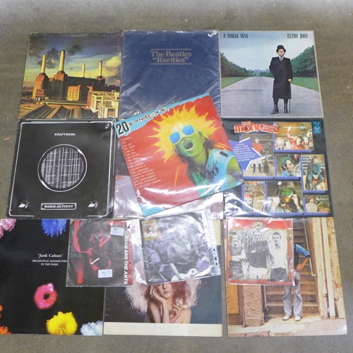 654 - A collection of LP records including The Beatles Rarities, Elton John, Kraftwerk, Bob Dylan, etc., a... 