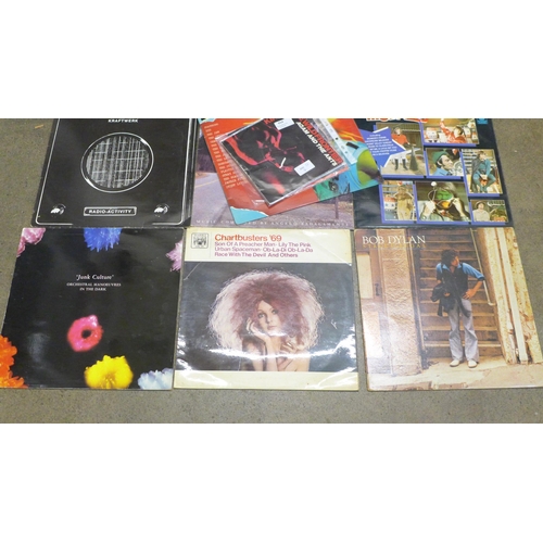 654 - A collection of LP records including The Beatles Rarities, Elton John, Kraftwerk, Bob Dylan, etc., a... 