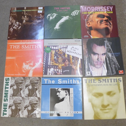 671 - Ten Smiths and Morrissey LP records and 12