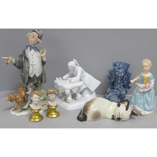 685 - Seven figures including Wedgwood 'Peace' figure and Neopolitan