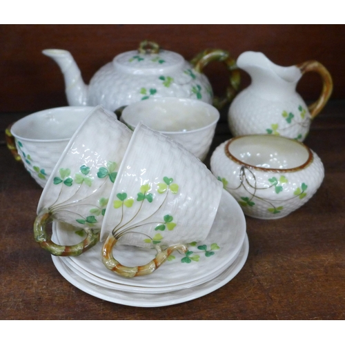 695 - A Belleek four setting tea set