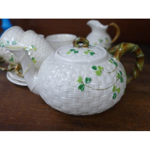 695 - A Belleek four setting tea set