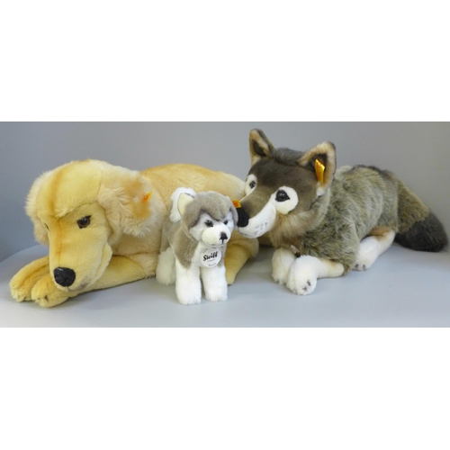 739 - Three Steiff dog soft toys, Snorry, Bernie and Lumpi