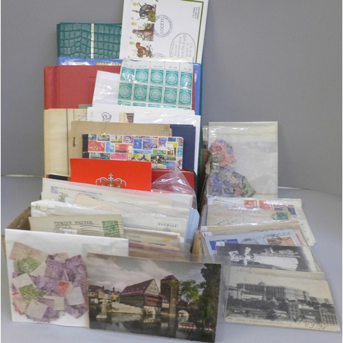 743 - A box of stamps, covers, etc.