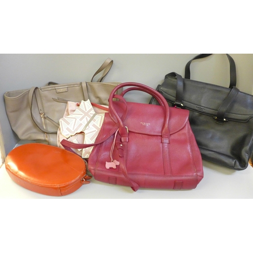 754 - Five Radley hand bags, (two as new)