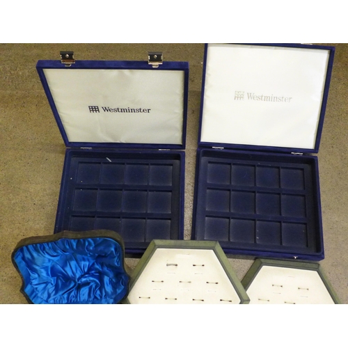 760 - Jewellery and silver boxes and ring display trays