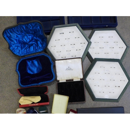 760 - Jewellery and silver boxes and ring display trays