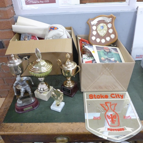 779 - Stoke City Football Club and lady's memorabilia including several pennants, England silk scarf, Wome... 