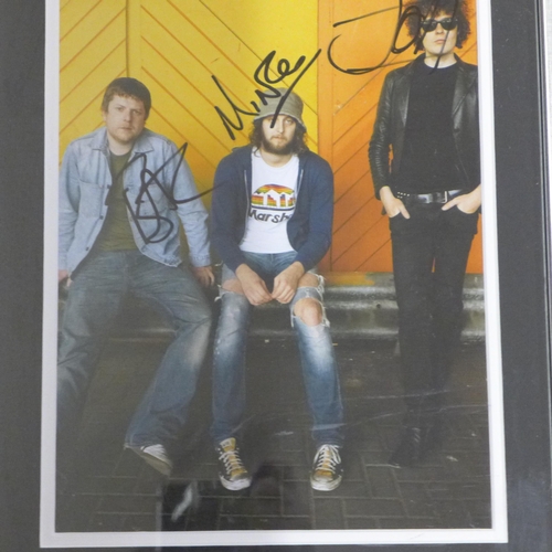 795 - Pop music, three signed photograph displays, The Fratellis, Rooster and Kelly Jones of Stereophonics