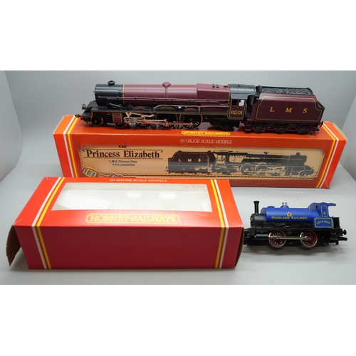 807 - Hornby Railways OO gauge R832 LMS 4-6-2 Loco 'Princess Elizabeth' and an R255 0-4-0 ST locomotive 'L... 