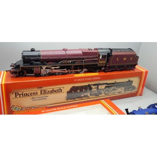 807 - Hornby Railways OO gauge R832 LMS 4-6-2 Loco 'Princess Elizabeth' and an R255 0-4-0 ST locomotive 'L... 