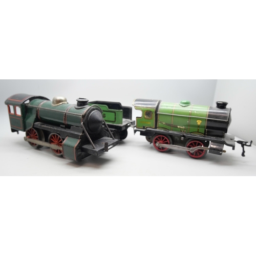 811 - A Hornby by Meccano tinplate clockwork O gauge MO model locomotive and tender and one Karl Bub of Nu... 