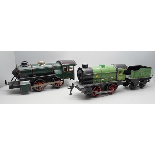 811 - A Hornby by Meccano tinplate clockwork O gauge MO model locomotive and tender and one Karl Bub of Nu... 