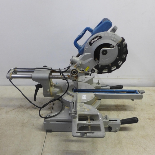 2001 - A Wickes model BMS2102, 230V, 1450W sliding mitre saw with stand