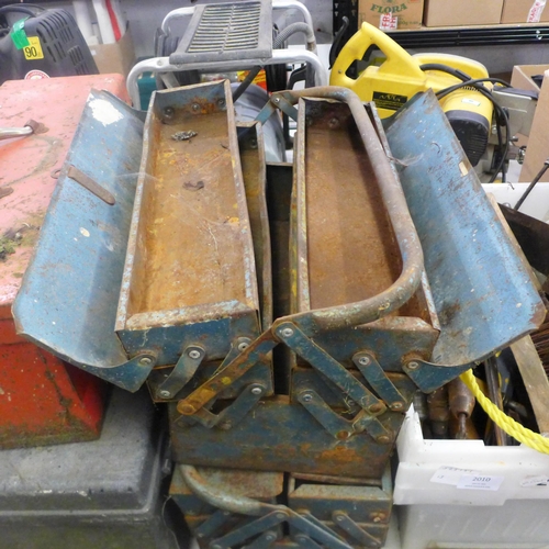 2010 - Five metal toolboxes containing an assortment of tools and one other box of assorted tools