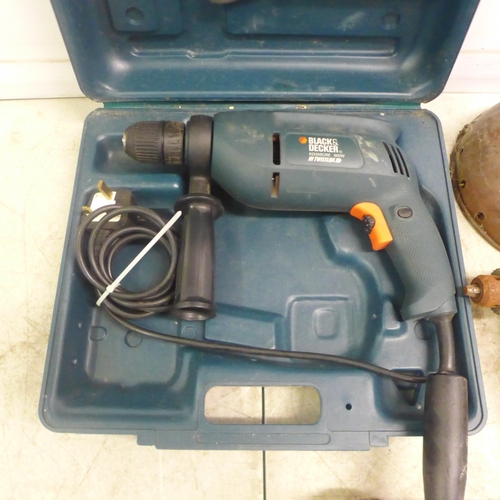 2012 - A Black and Decker KD355CRE 600w drill, a Titan TTB355CHN electric chainsaw and two 110w angle grind... 