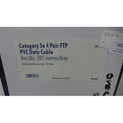 2020 - A length of approx 200m of category 5E 4 pair FTP PVC data cable - boxed on reel