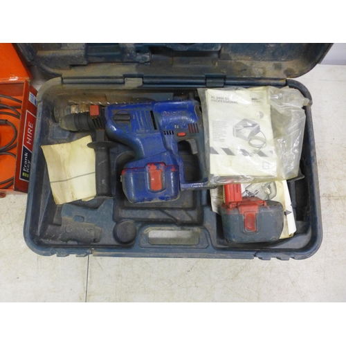 2036 - 2 cased power tools - Bosch 1581.0, 520W, 110V jigsaw and a Bosch GBH 24V SDS drill