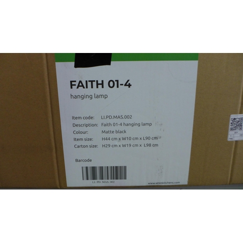 3020 - Faith 4-Light Ceiling Black Pendant Light (Model no: FAITH01-4) (550-212) * This lot is subject to v... 