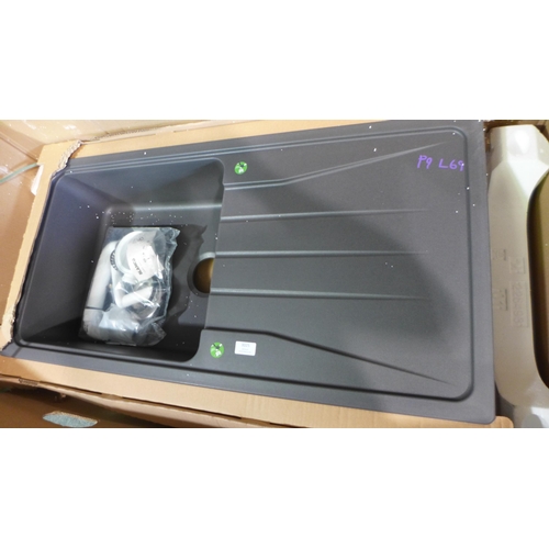 3025 - Minorca Composite RVS Rock Grey Sink with drainer (500x1000) (550-69) * This lot is subject to vat