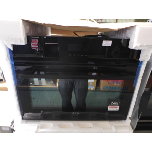 3037 - AEG Compact Multifunction Oven with Microwave - Black (H455xW595xD567) (550-206) * This lot is subje... 