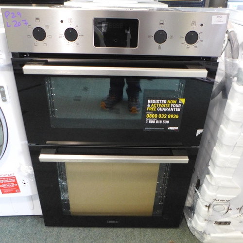 3054 - Zanussi Built In FanCook Double Oven (H888xW594xD568) (Model no: ZKHNL3X1) (550-207) * This lot is s... 