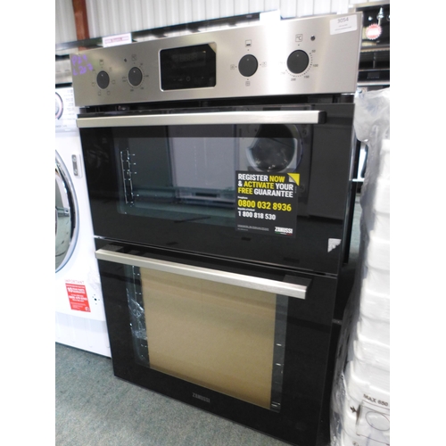 3054 - Zanussi Built In FanCook Double Oven (H888xW594xD568) (Model no: ZKHNL3X1) (550-207) * This lot is s... 