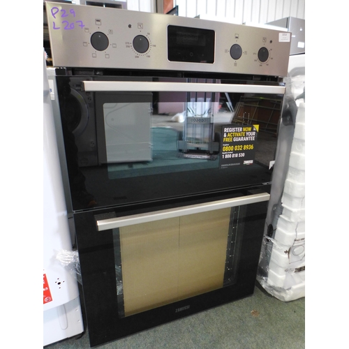 3054 - Zanussi Built In FanCook Double Oven (H888xW594xD568) (Model no: ZKHNL3X1) (550-207) * This lot is s... 