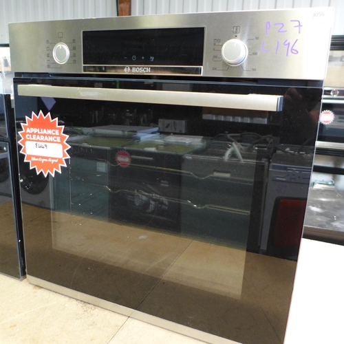 3056 - Bosch Serie 4 Pyrolytic Single Oven (H595xW594xD548)  (Model no: HBS573BS0B) (550-196) * This lot is... 