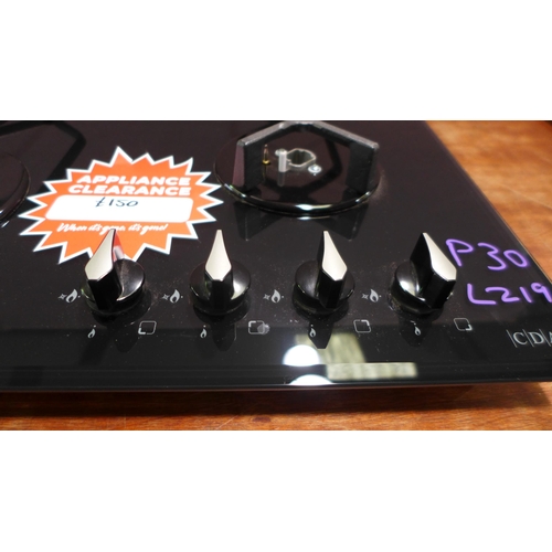 3087 - CDA Gas-on-Glass Four Burner Hob (No Burners) (H44xW595xD515) (Model no: HVG621BL) (550-219) * This ... 