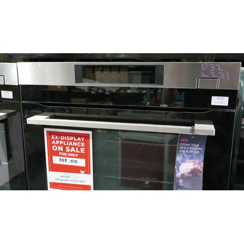 3112 - AEG Single Steam Oven (H455xW595xD567) (Model no: BSK782320M) (550-231) * This lot is subject to vat