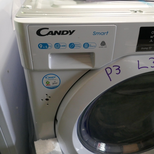 3143 - Candy Integrated Washer Dryer (9kg) (H820xW600xD525) (Model no: CBD 495D1WE) (550-32) * This lot is ... 