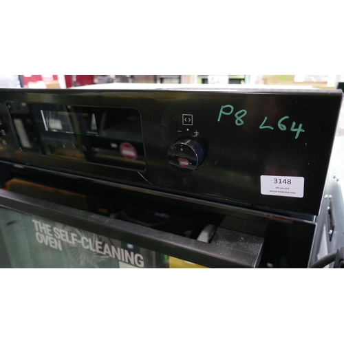 3148 - Zanussi Single Pyrolytic Oven - Black (H594xW594xD568)  (Model no: ZOPNX6KN) (550-64) * This lot is ... 