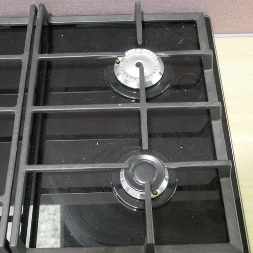 3164 - Zanussi Gas On Glass 4 Burner Hob (One Burner Missing) (H46xW590xD520) (Model no: ZGGN645K) (550-96)... 