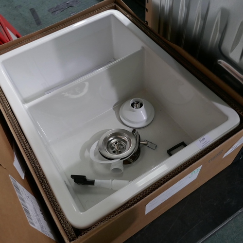 3169 - BLANCO 1.5 Ceramic sink and a Mcalpine Space Saver Plumbing Kit ( 550-75,143) * This lot is subject ... 