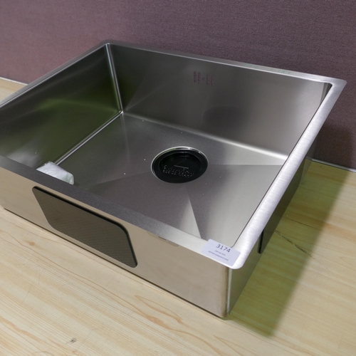 3174 - Brushed Finish Square Sink (550-139) * This lot is subject to vat