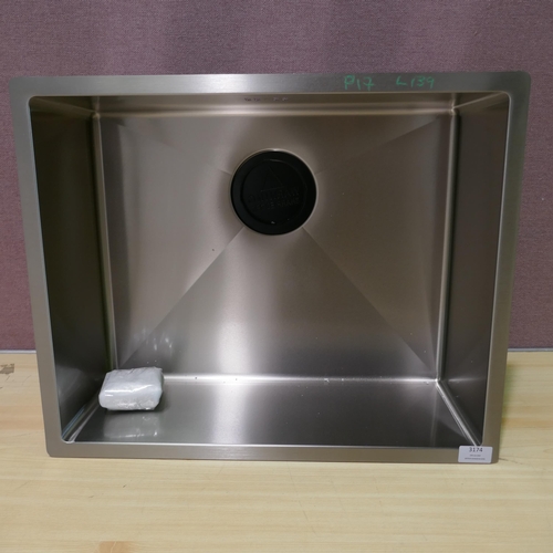 3174 - Brushed Finish Square Sink (550-139) * This lot is subject to vat