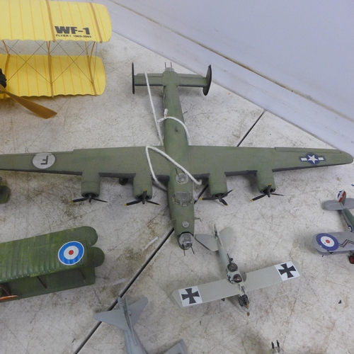 2042 - A collection of approximately 30 assorted model aeroplanes including a WF-1 flyer, bombers and jets ... 