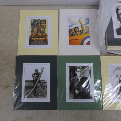 2080A - 25 small mounted prints including Julie Andrews, John Wayne, James Dean and Doris Day, Joan Collins ... 